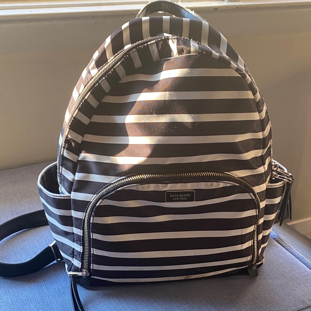 Kate Spade Striped Black and White Backpack